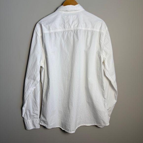 GUESS Men's Jacquard Long‎ Sleeve Snap Up Dress Shirt White XXL Shoulder Strap - Picture 7 of 16